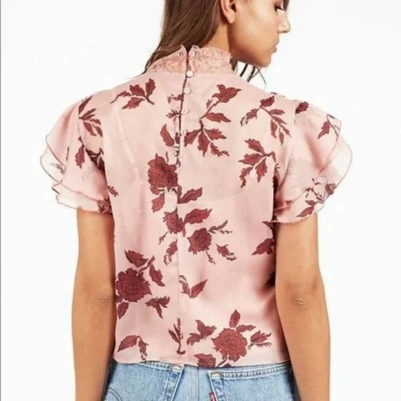NWT Cleobella Claire Chiffon Floral Blouse Flutter Sleeves SZ Small - Picture 4 of 12